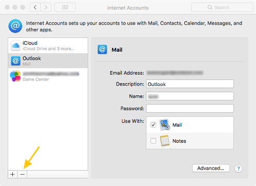 disable an account in outlook for mac